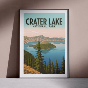Affiche Parc national du lac Crater vintage