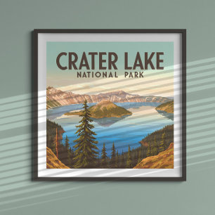 Affiche Parc national du lac Crater vintage