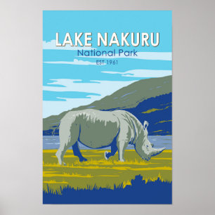 Affiche Parc national du lac Nakuru Rhinocéros blanc Voyag