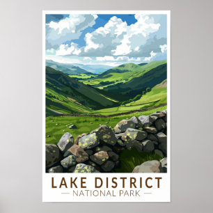 Affiche Parc national du Lake District Voyage Art Vintage