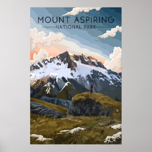 Affiche Parc national du mont Aspiring Nouveau-Zélande Voy
