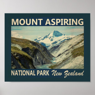 Affiche Parc national du Mont Aspiring Nouvelle-Zélande Vi