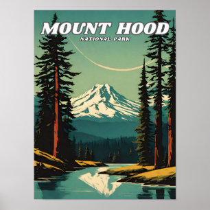Affiche Parc national du Mont Hood illustration rétro Clas