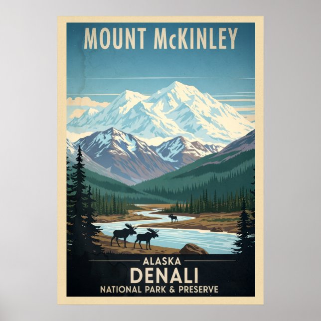 Affiche Parc national du Mont McKinley - Alaska Denali (Devant)