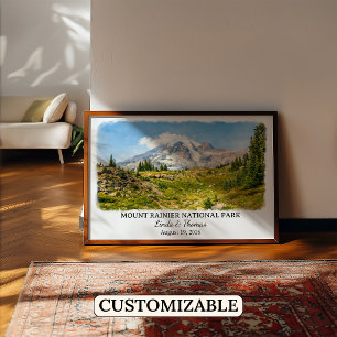 Affiche Parc national du mont Rainier, aquarelle de Washin