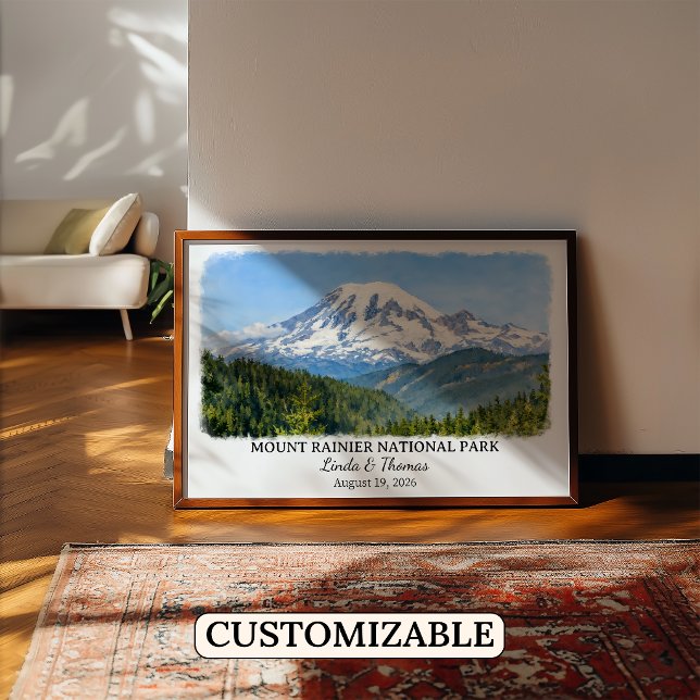 Affiche Parc national du mont Rainier Aquarelle Washington (Créateur téléchargé)