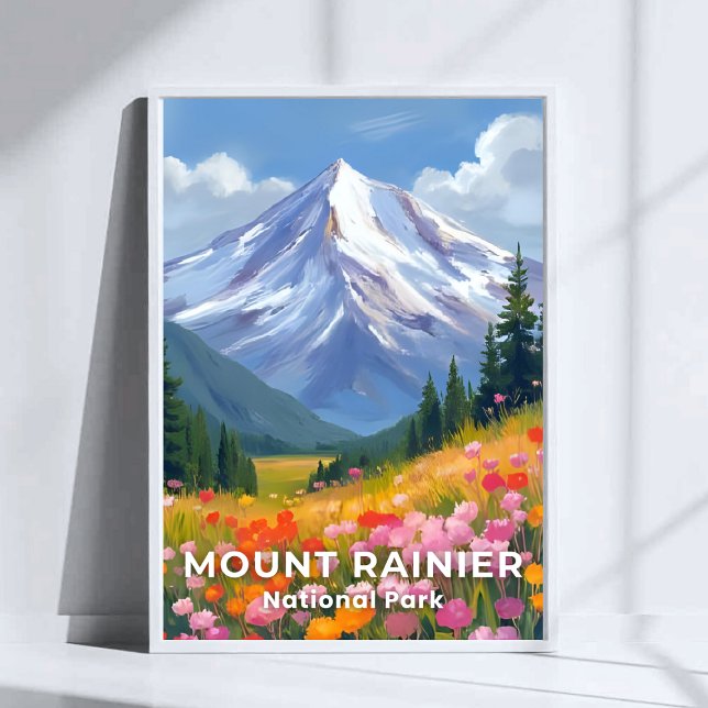 Affiche Parc national du mont Rainier | Voyage dans l'État (Créateur téléchargé)