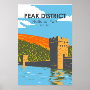 Affiche Parc national du Peak District Angleterre Vintage