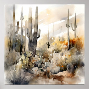 Affiche Parc national du Saguaro Aquarelle Art Imprimer