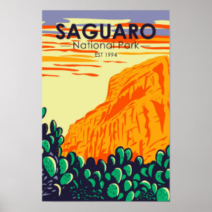 Affiche Parc national du Saguaro Arizona Prickly Pear Cact