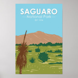 Affiche Parc national du Saguaro Arizona Rincon Peak Vinta