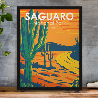 Affiche Parc national du Saguaro Arizona Vintage