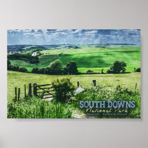 AFFICHE PARC NATIONAL DU SUD-DOWNS - BRIGHTON - ANGLETERRE