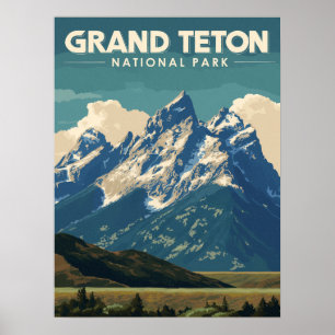 Affiche Parc national du Vintage voyage Grand Teton