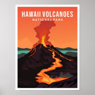 Affiche Parc national du volcan d'Hawaii USA Voyage
