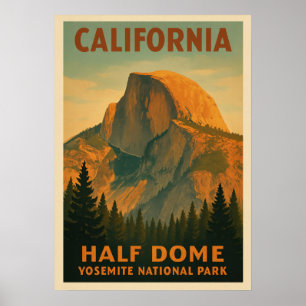 Affiche Parc national du Yosemite de Californie - Demi-Dôm