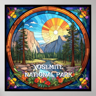 Affiche Parc national du Yosemite Faux Tissu Verre Mosaïqu