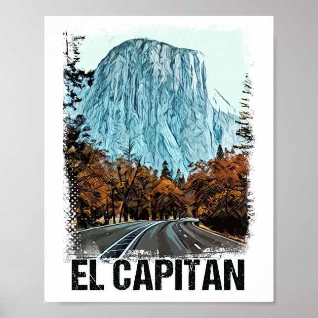 Affiche Parc national El Capitan Yosemite Vintage Rétro (Devant)
