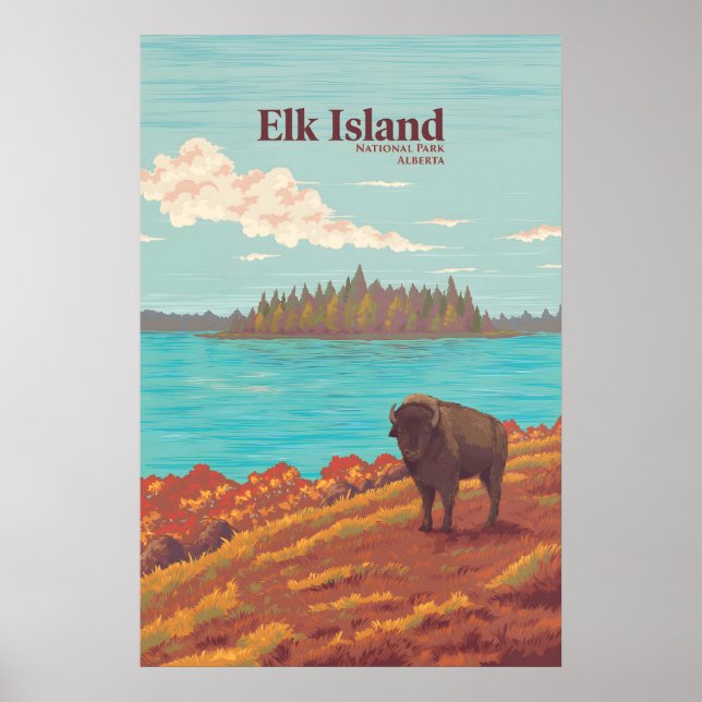Affiche Parc national Elk Island Alberta Canada Voyage (Devant)