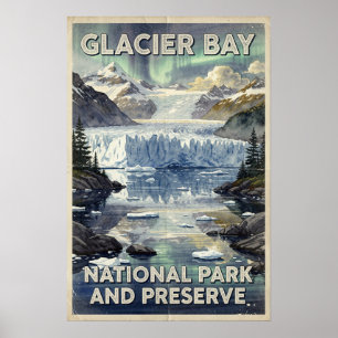 Affiche Parc national et réserve de Glacier Bay aquarelle