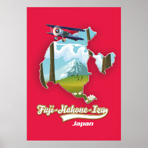 Affiche parc national fuji hakone izu, carte japonaise