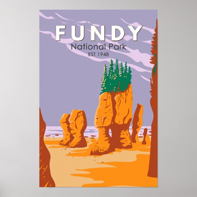 Affiche Parc national Fundy Canada Voyage Art Vintage (Devant)