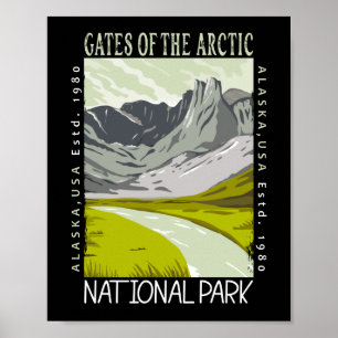 Affiche Parc national Gates of the Arctic Retro en détress