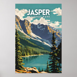 Affiche Parc national Jasper Art Vintage voyage nostalgiqu