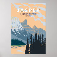 Parc national Jasper Canada Vintage d'art touristi
