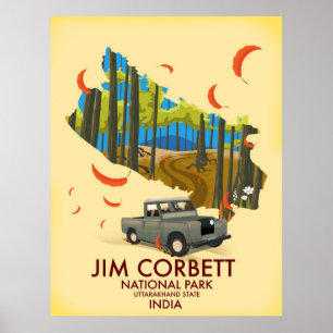 Affiche Parc national Jim Corbett, État d'Uttarakhand