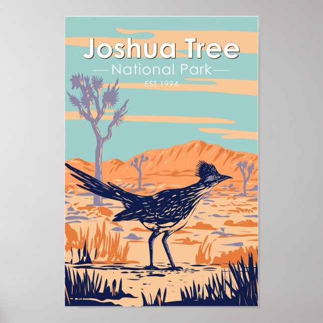 Affiche Parc national Joshua Tree Roadrunner Vintage (Devant)