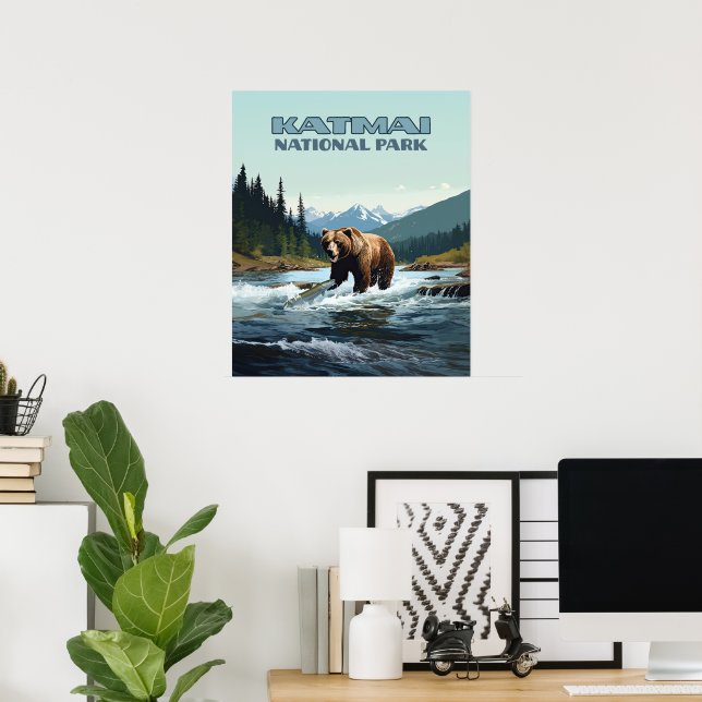 Affiche Parc national Katmai Alaska Bear Brooks (Bureau à domicile)