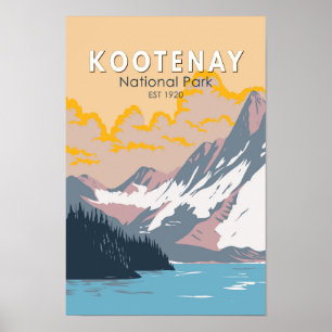 Affiche Parc national Kootenay Canada Vintage d'art touris