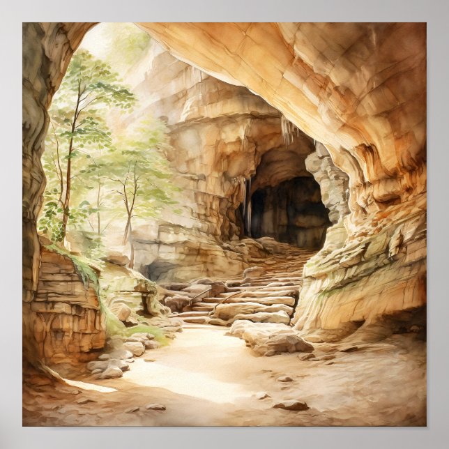 Affiche Parc national Mammoth Cave Aquarelle (Devant)