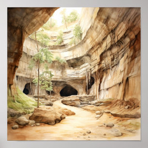 Affiche Parc national Mammoth Cave Aquarelle