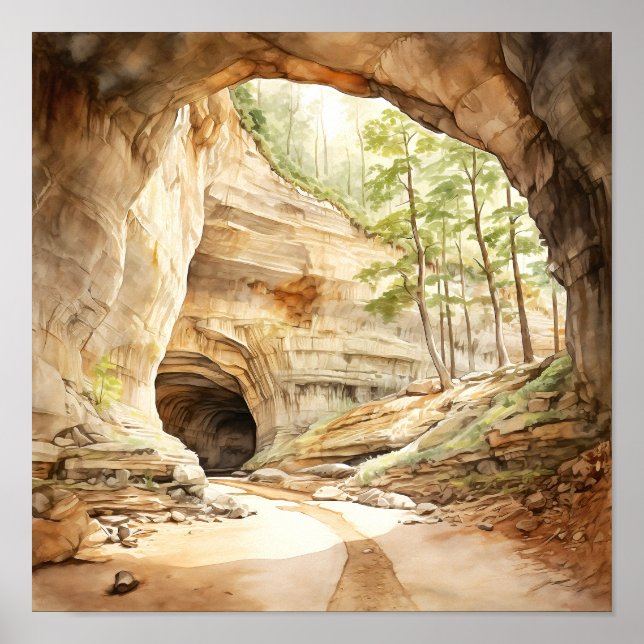 Affiche Parc national Mammoth Cave Aquarelle (Devant)