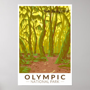 Affiche Parc national olympique Hoh Rainforest Travel Art