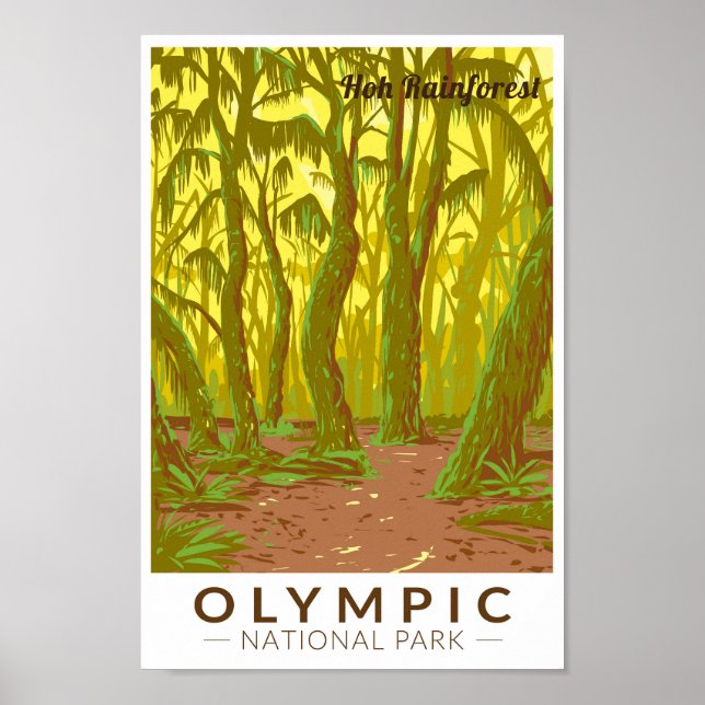 Affiche Parc national olympique Hoh Rainforest Travel Art (Devant)