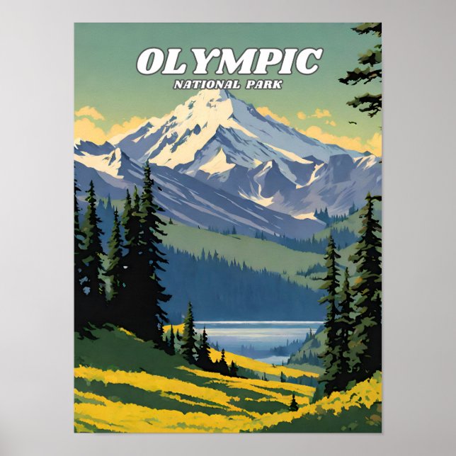 Affiche Parc national olympique illustration retro (Devant)