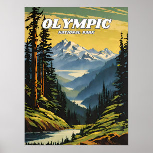 Affiche Parc national olympique illustration retro Décorat