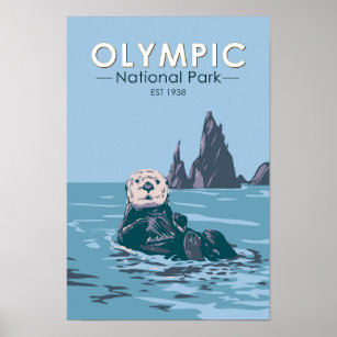 Affiche Parc national olympique Louter de mer Vintage