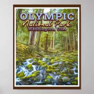 AFFICHE PARC NATIONAL OLYMPIQUE - WASHINGTON ÉTATS-UNIS