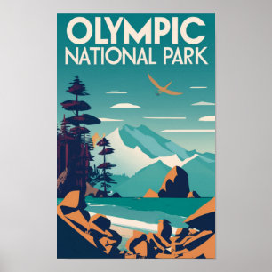 Affiche Parc national olympique Washington Rocky Beach