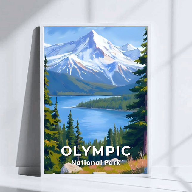 Affiche Parc national olympique | Washington Travel Painti (Créateur téléchargé)