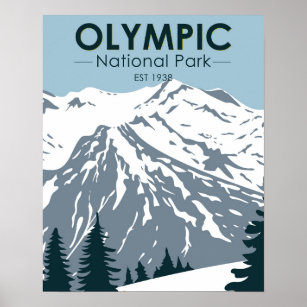Affiche Parc national olympique Washington Vintage