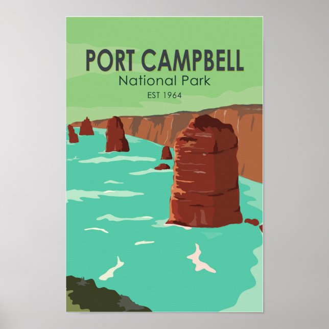 Affiche Parc national Port Campbell Australie Vintage (Devant)