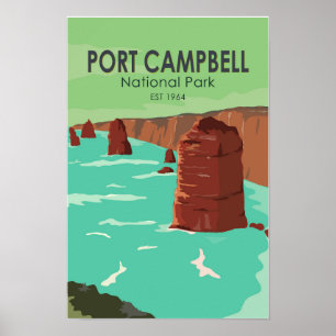 Affiche Parc national Port Campbell Australie Vintage