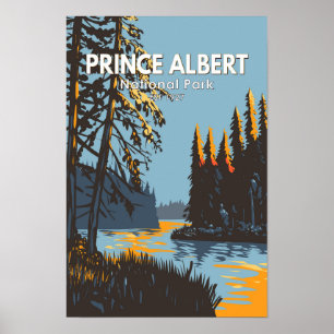 Affiche Parc national Prince-Albert Canada Voyage Vintage
