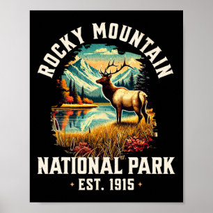 Affiche Parc national rétro vintage des montagnes rocheuse