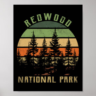 Affiche Parc National Retro Vintage Redwood Pour Enfants R